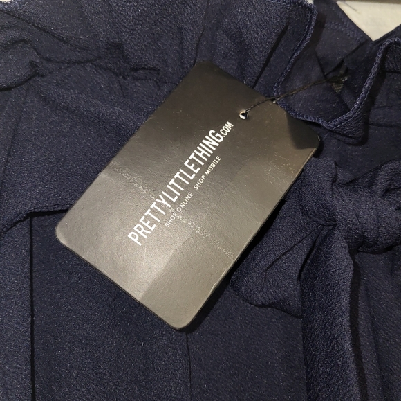 Navy paperbag waist skinny trouser - Picture 3 of 4